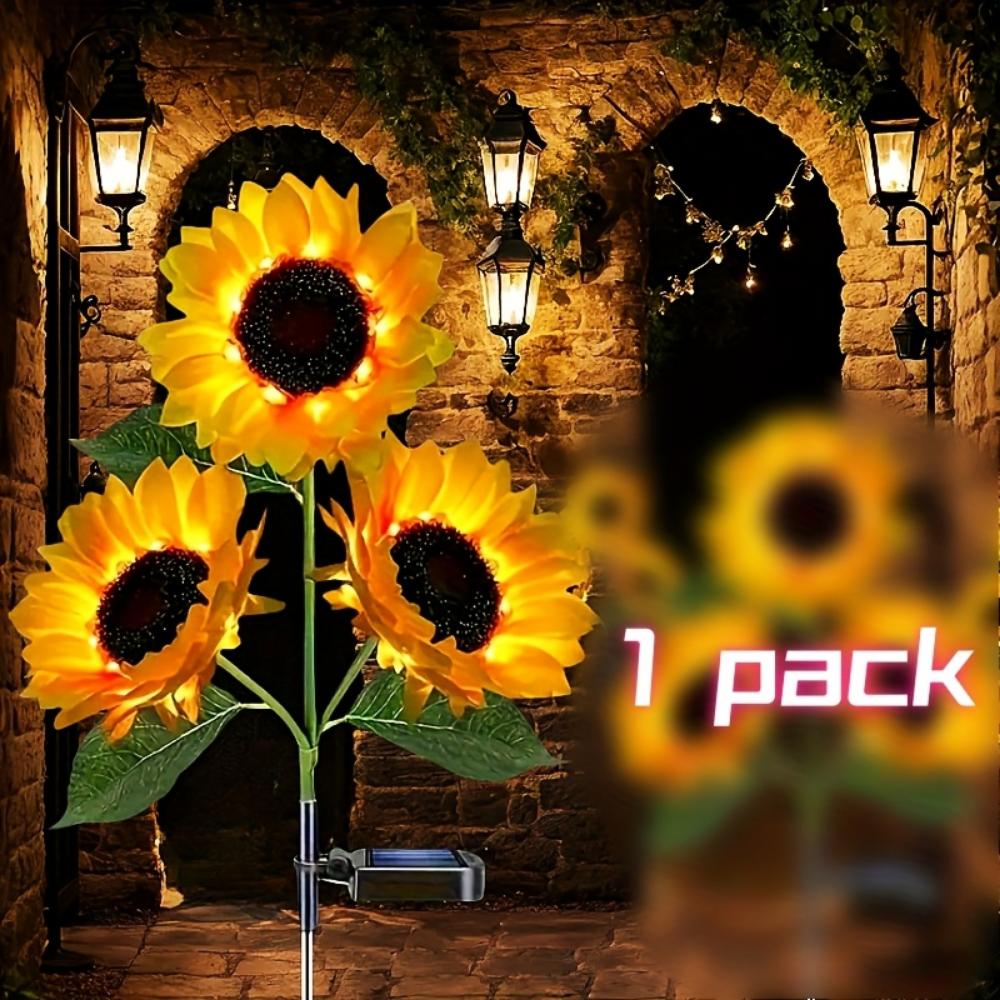 

Солнечный имитационный цветочный светильник, уличное украшение с 3 светодиодным подсолнухом, желтым цветочным светильником, подходит для двора, виллы, газона, сада
