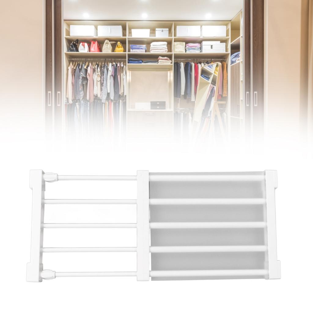 Closet Tension Shelf Expandable Nail Cabinet Divider Storage Rack for Wardrobe Cupboard