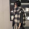 Korean gradual change striped scarf women's winter thickened imitation cashmere shawl dual-purpose warm atmosphere fringed scarf