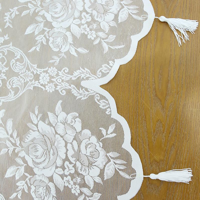 1Pc Lace Curtains European Style Floating Sheer White Cafe Kitchen Valance Window Drapes Window Drapes