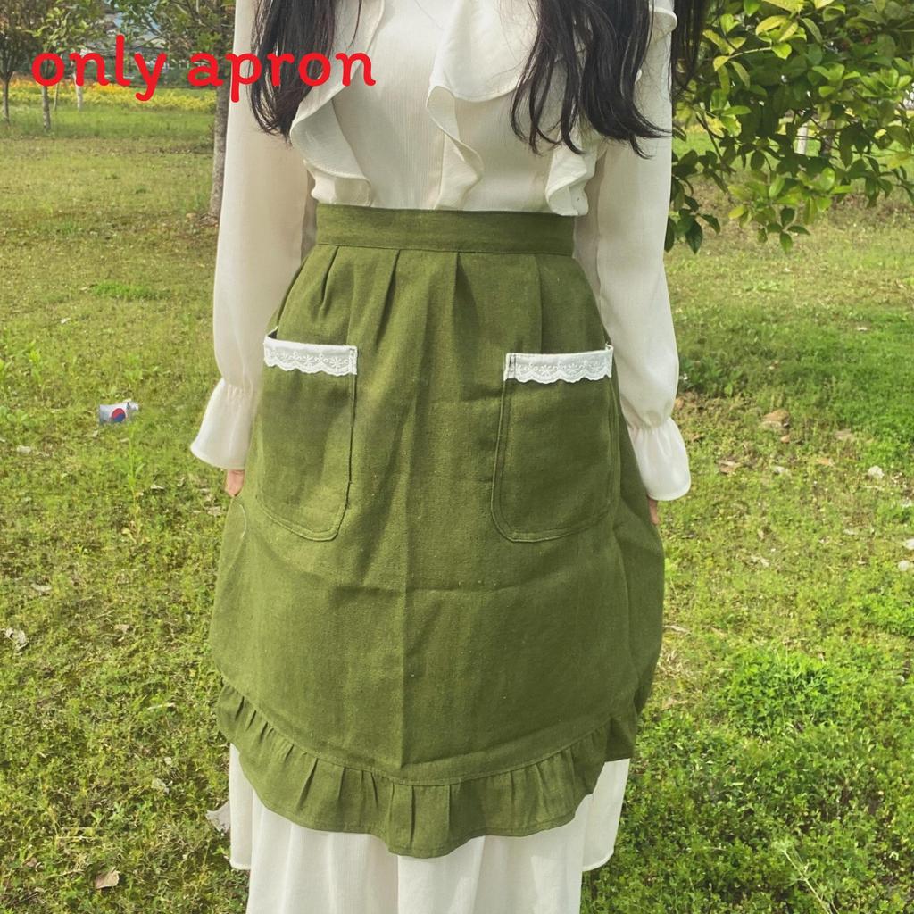 Cotton Linen Sleeveless Apron With Lace Trim For Kitchen Cooking And Baking