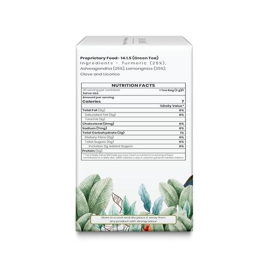 Chai Vedic Turmeric Ashwagandha Herbal Infusion Tea | 20 Tea Bags (Pack of 1)