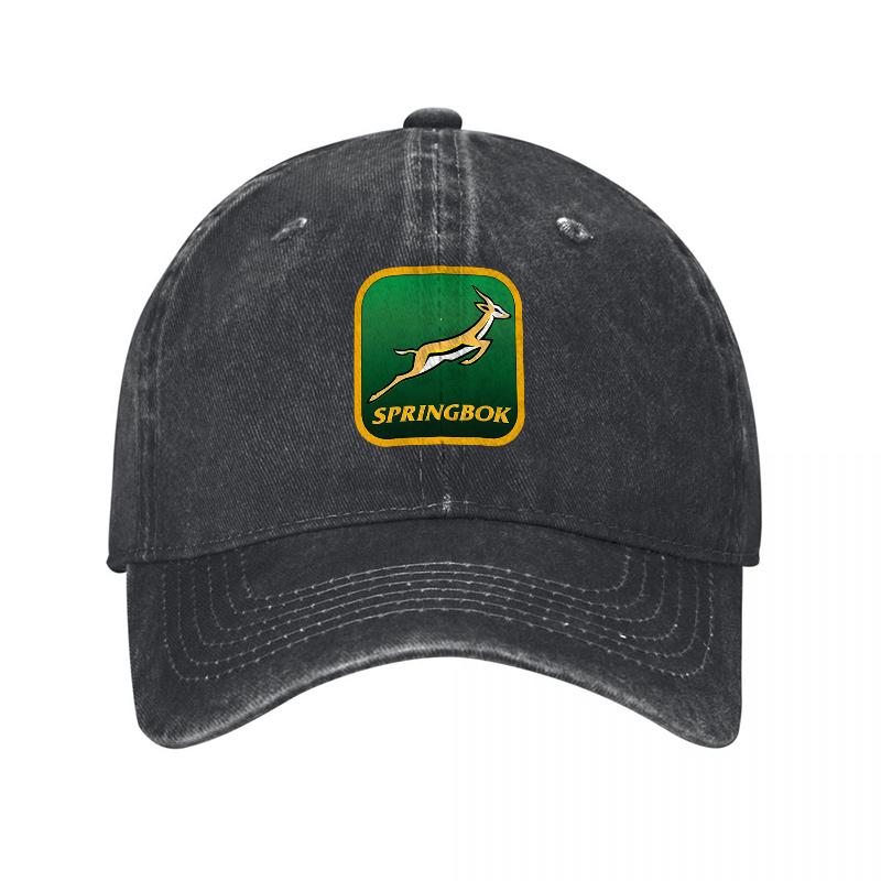 Berretto da Baseball Springbok in Cotone Lavato Vestibilità Classica Cappello Regolabile con Iconico Emblema Verde Oro per Uso Esterno Casual