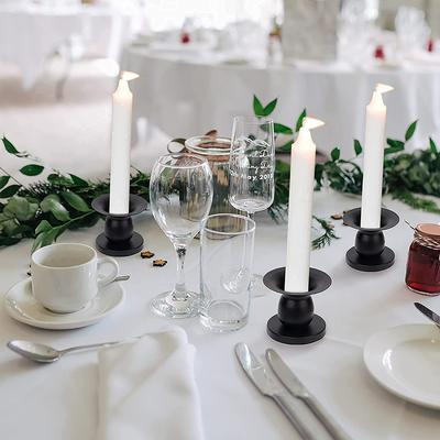Decorating Christmas Party Black Can For Pillar Candles Holder Taper Candle Elegant Atmosphere Iron Taper Candle Holder 2pcs