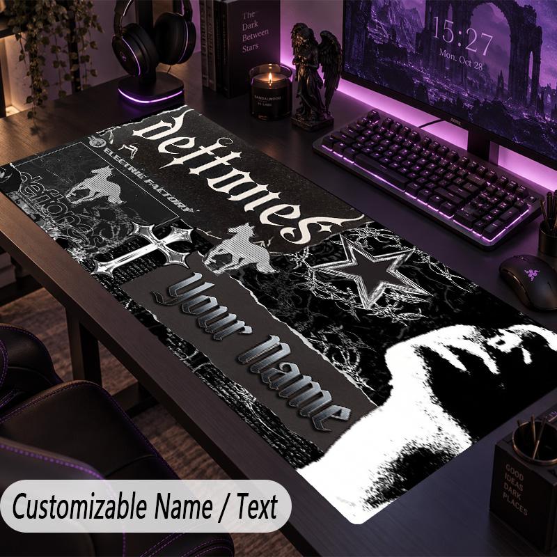 Custom Text Big Mousepad, Extended Desk Pad For Laptop Work GameDeftones