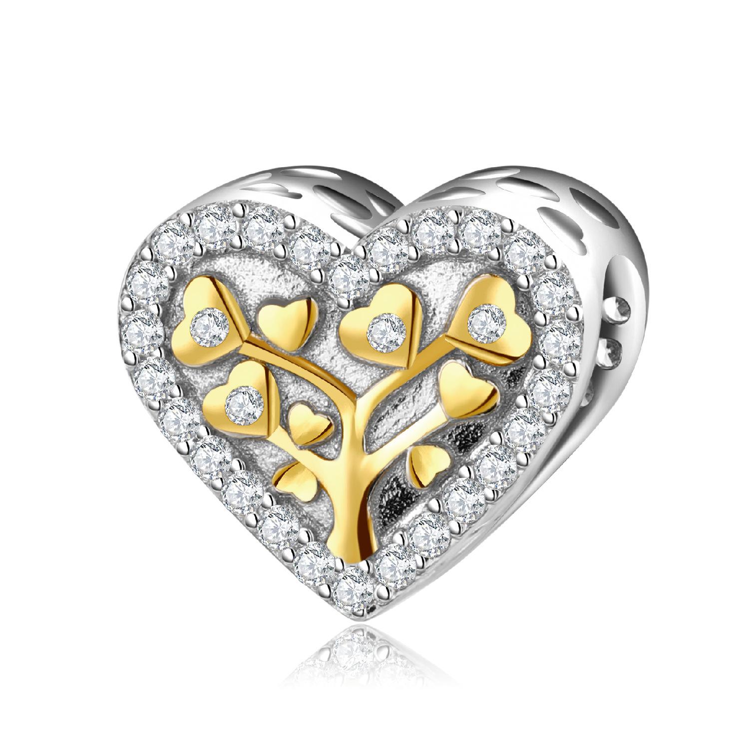 Creative S925 sterling silver beaded love life tree European and American popular fashion bracelet DIY jewelry accessories large hole beads S925 sterling silver
