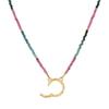 Collana in Acciaio Inossidabile con Ciondolo a Cuore, Nuvola, Fiore e Uccello in Zircone Colorato