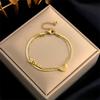 Stainless Steel Fashion Link Chain Bangle Bracelet for Women Exquisite Gold Bracelet Jewelry Girl Gift
