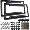BGGTMO Mounta License Plate Frame- Black Aluminum Car Tag Cover Holder With Stainless Steel Screws Caps, Snow Mountain Tree Decal Sticker, 1 Pack 2