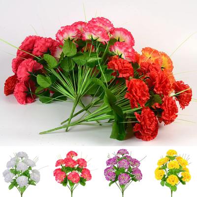 2Pcs Artificial Carnation Realistic 12 Head Fake Silk Flower Wedding Party Indoor Outdoor Faux Flower Plants Decoration Mother's Day Teachers'