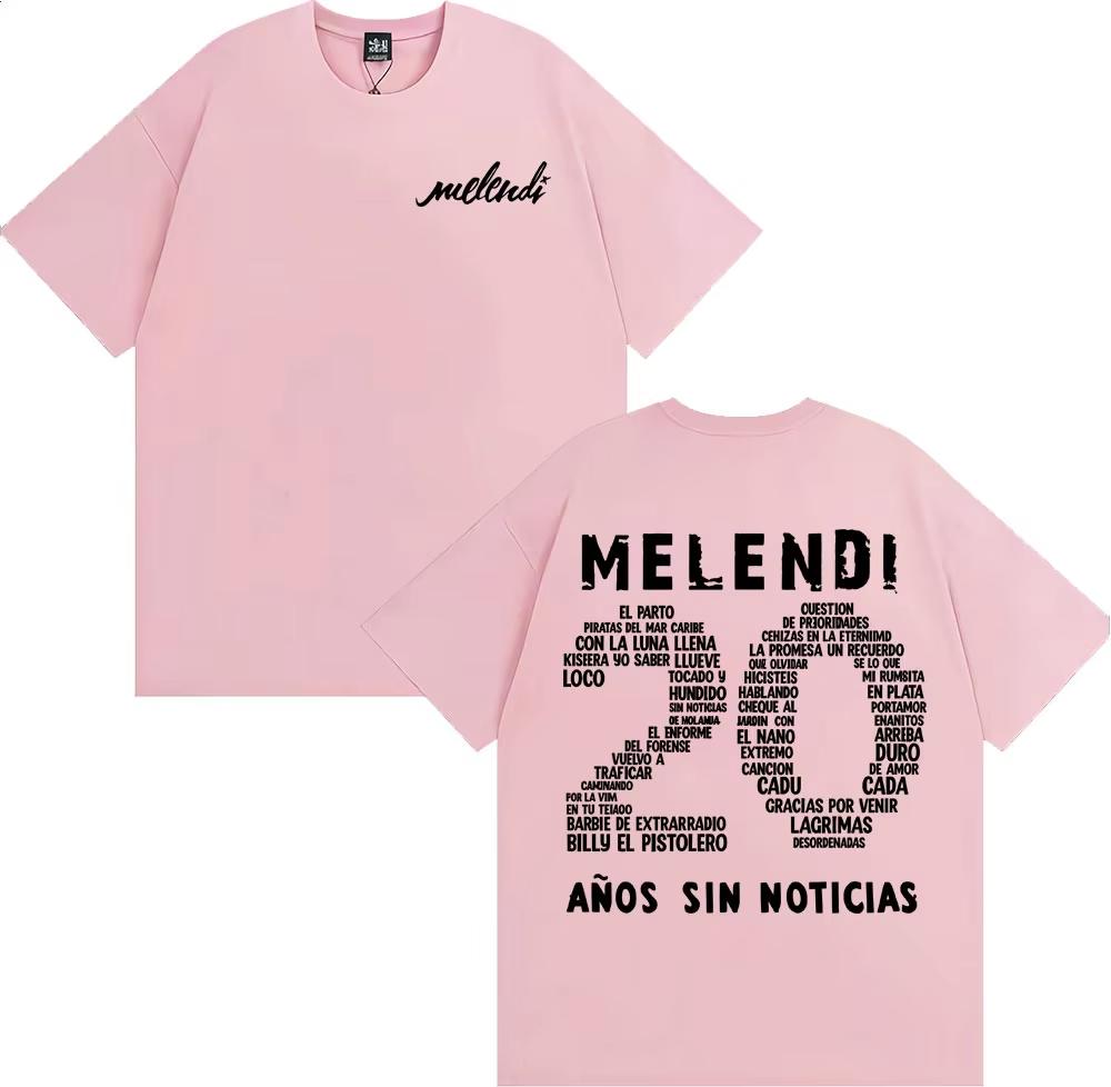 T-shirt Merch Rapper Melendi 20 Ans Sans Nouvelles 2026 Printemps Été Hommes Femmes Mode Rétro Manches Courtes Coton Haut Décontracté