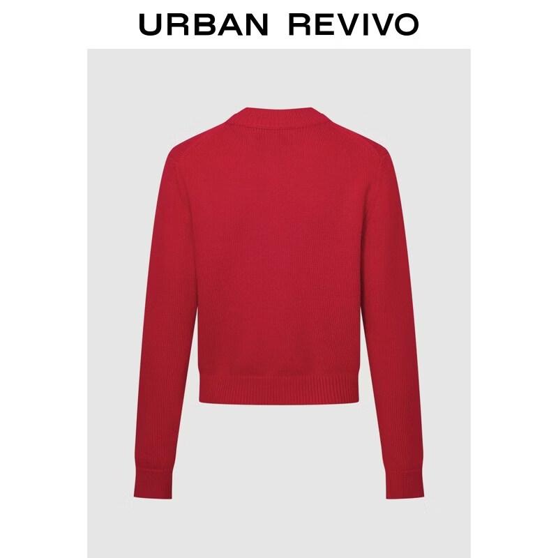 UR Women's Bow Round Neck Short Knit Cardigan