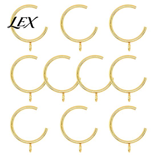 Easy Glide Drapery Rings for Home 10Pcs C Shaped Curtain Rings, Heavy Duty Bypass Metal Weight Hangers Passing with Eyelets French Return Rods Smooth