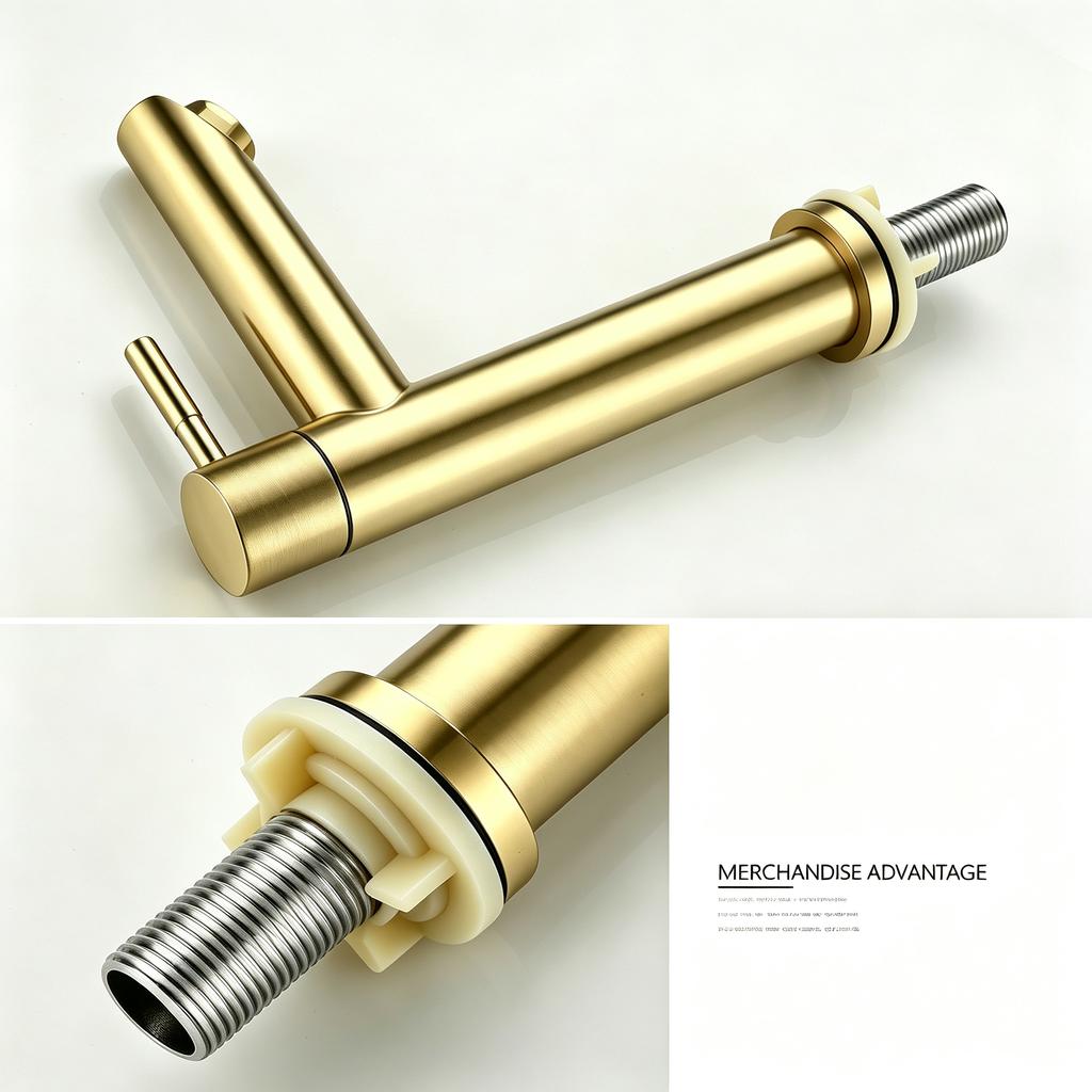 SUS304 Stainless Steel Waterfall Basin Tap Brushed Gold Single Cold Water Faucet for Bathroom Vanity