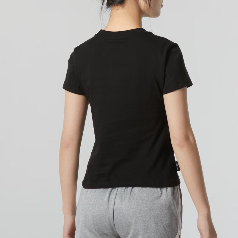 PUMA Embroidered Letter Outdoor Sports Fitness Running Comfortable Breathable Casual Round Neck Short Sleeve T-Shirt SS24 Women Tops Black 630356-01
