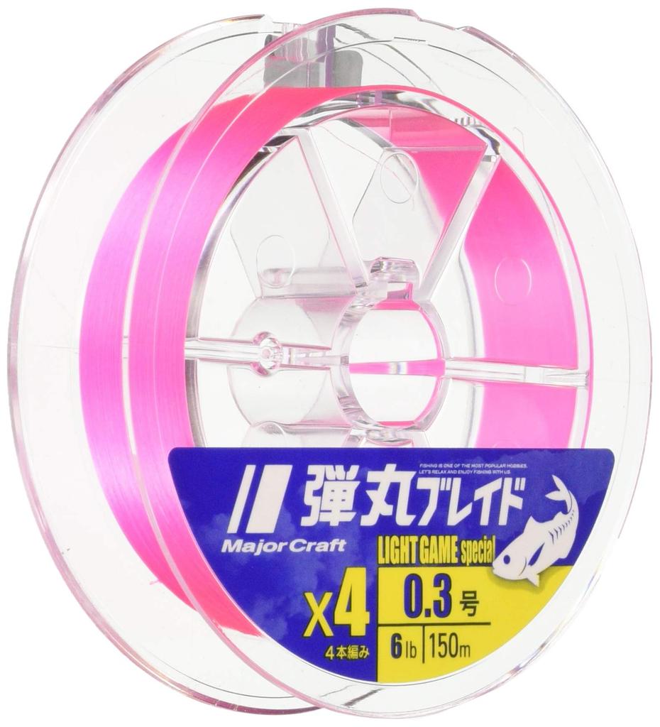 Major Craft PE Bullet Light Line, Braid, 4-Strand, Game, DBL4-150/0.4PK, Pink, 150m/0.4 No.