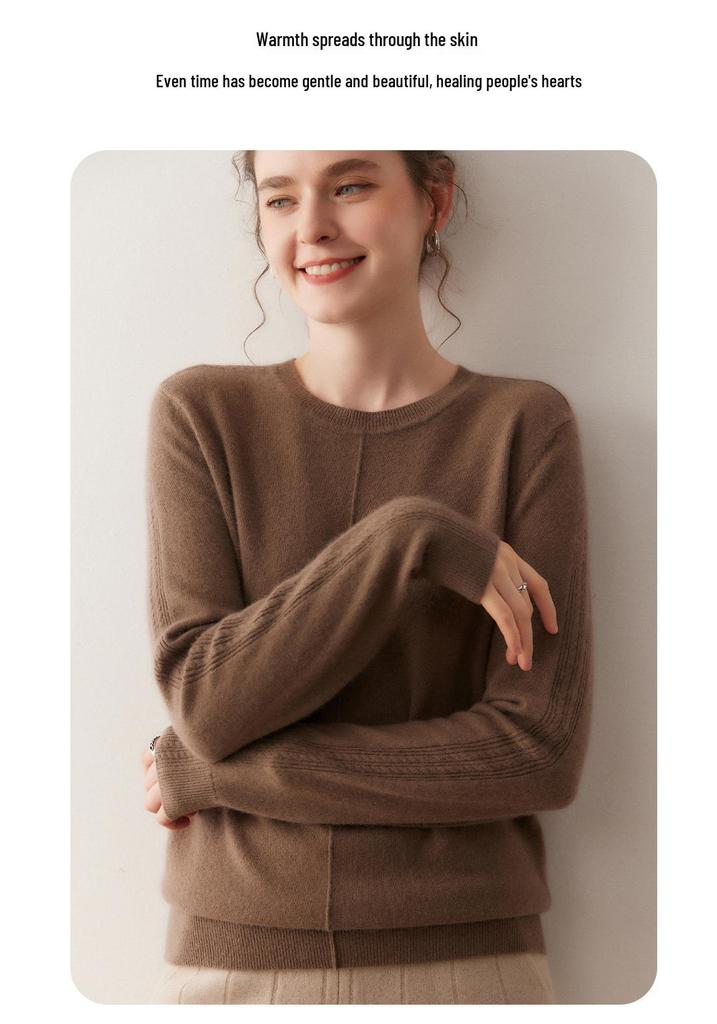 Lekasha Women's Soft Cashmere Round Neck Wool Knit Sweater