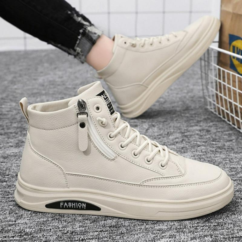 Mode Freizeitschuhe Mode Bequem Weiches Leder Mid-Top Sneaker Luxus Wasserdicht Herrenstiefel Business Outdoor Arbeitsstiefel Herrenschuhe