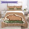 1 Stück Capybara süßes Muster Bettwäsche Steppdecke Set Bettbezug Kissenbezug Heimdekoration Geburtstagsgeschenk (1 Bettbezug + 2 Kissenbezüge, ohne Füllung)