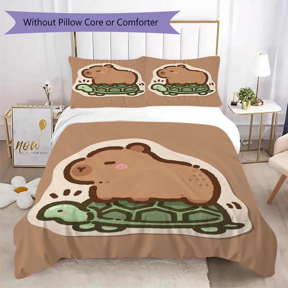 

1PC Capybara cute Pattern Bedding Quilt Set Quilt Cover Pillowcase Home Decoration Birthday Gift (1 * duvet cover + 2 * pillowcase, without core) 135x200cm