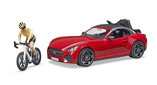 

Игрушки Bruder - Реалистичный автомобиль-родстер с багажником для велосипеда и шоссейным велосипедом с фигуркой женщины-велосипедистки - Крыша автомобиля съемная - Возраст 4+