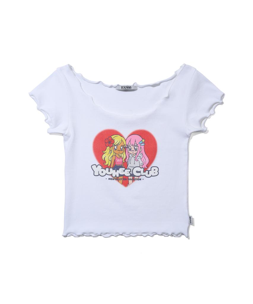 YOUHEE Youhee Friends Off-Shoulder T-Shirts_White