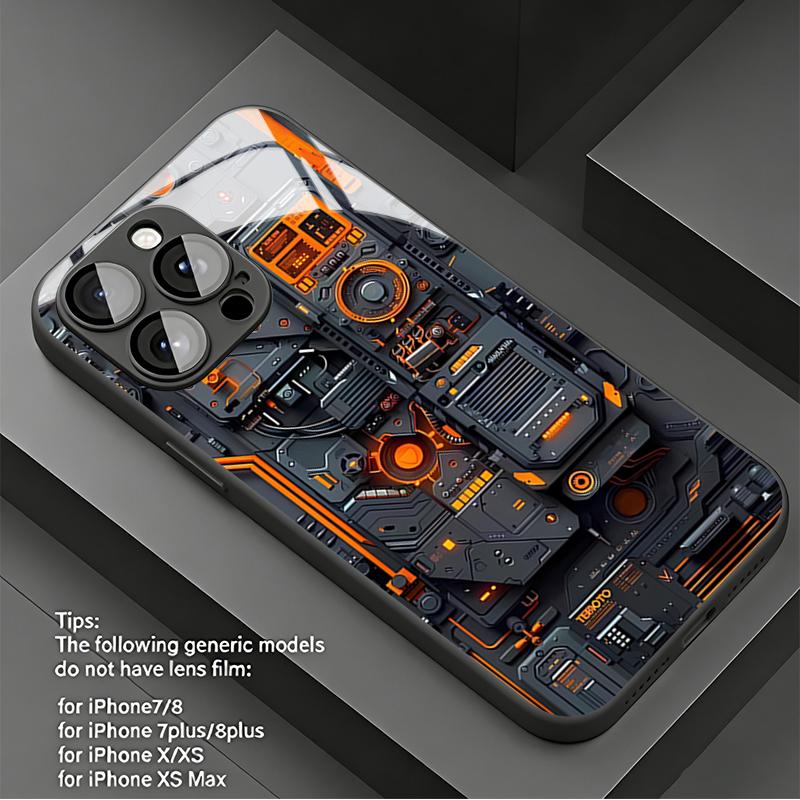 Cool Circuit Board Tempered Glass Phone Case for iPhone 17 18 Pro Max 13 12 11 Pro 14 15 16 Plus 16E 17Air X XR XS 7 8 SE2 Cover