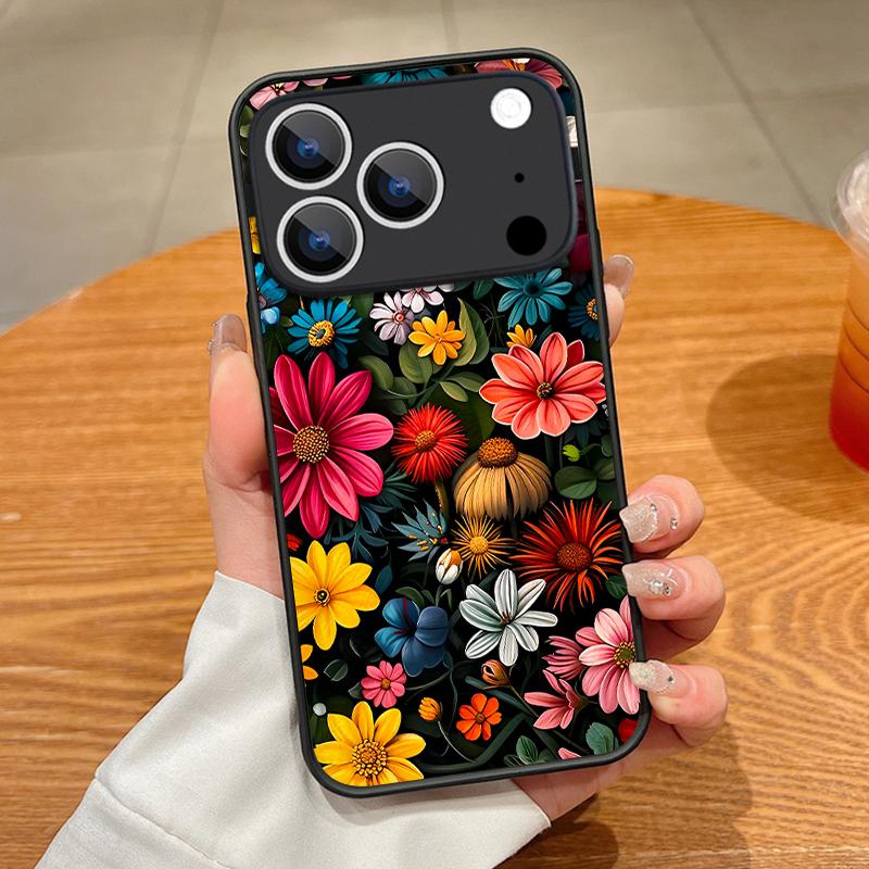 Colorful Flowers Pattern Case For iPhone 17 Pro Max Case iPhone 16 Pro Max 15 14 13 16E 17E Magnetic For Magsafe Hybrid Matte Cover