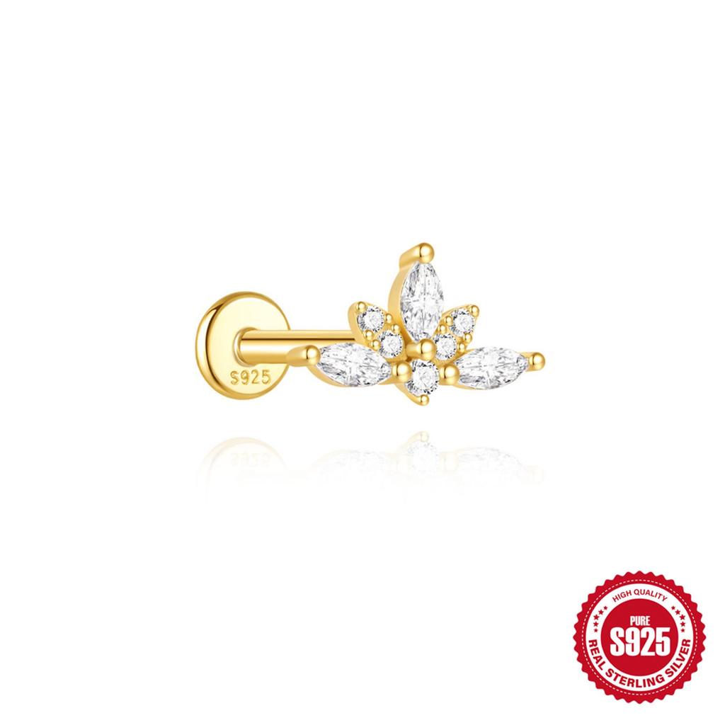 S925 Sterling Silver Star-Lotus Bow Cartilage Earrings