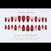 Christmas Wine Red False Nail For Formal Event Sculpted 3D Flower Comfortable Almond Shape Artificial Nail