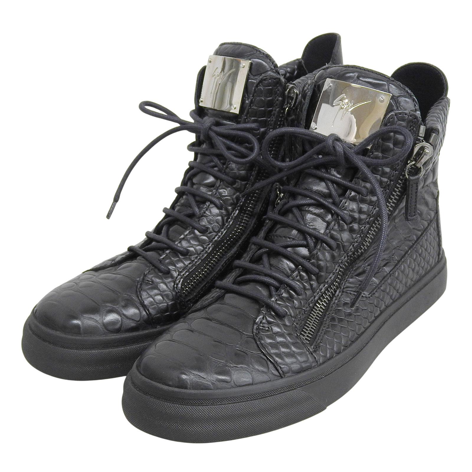 Pristine GIUSEPPE ZANOTTI High cut sneakers black leather mens 43 Used