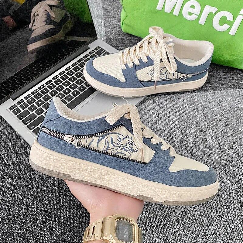 

Трендовые мужские кроссовки, повседневная обувь для скейтборда, на молнии, уличный стиль, вулканизированная обувь, удобные мужские кроссовки Tenis Masculino 39