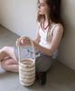 Slowslowly Moroccan Handmade Crochet Stripe Bucket Bag _ Cream