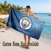 Manchester City Design Beach Towel Custom Text Large Towel for Beach Vacation