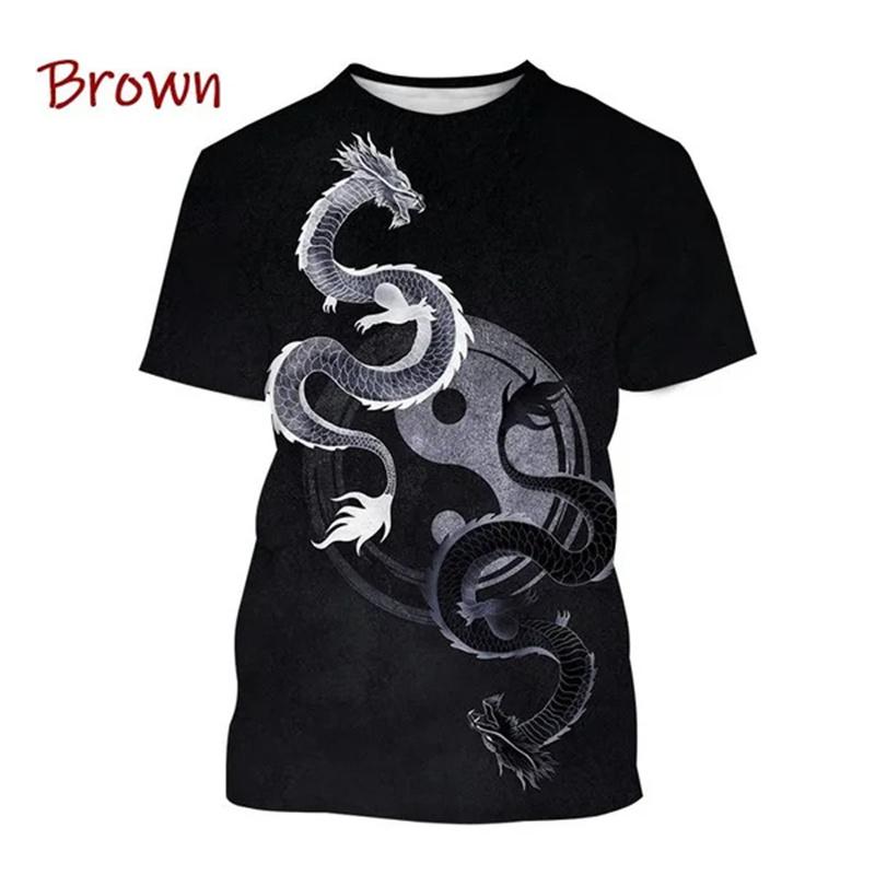 Yin Yang Koi Dragon Tai Chi Pattern 3D Print Men's T-Shirt Streetwear Brand Quick-Dry Sports Short-Sleeve Top
