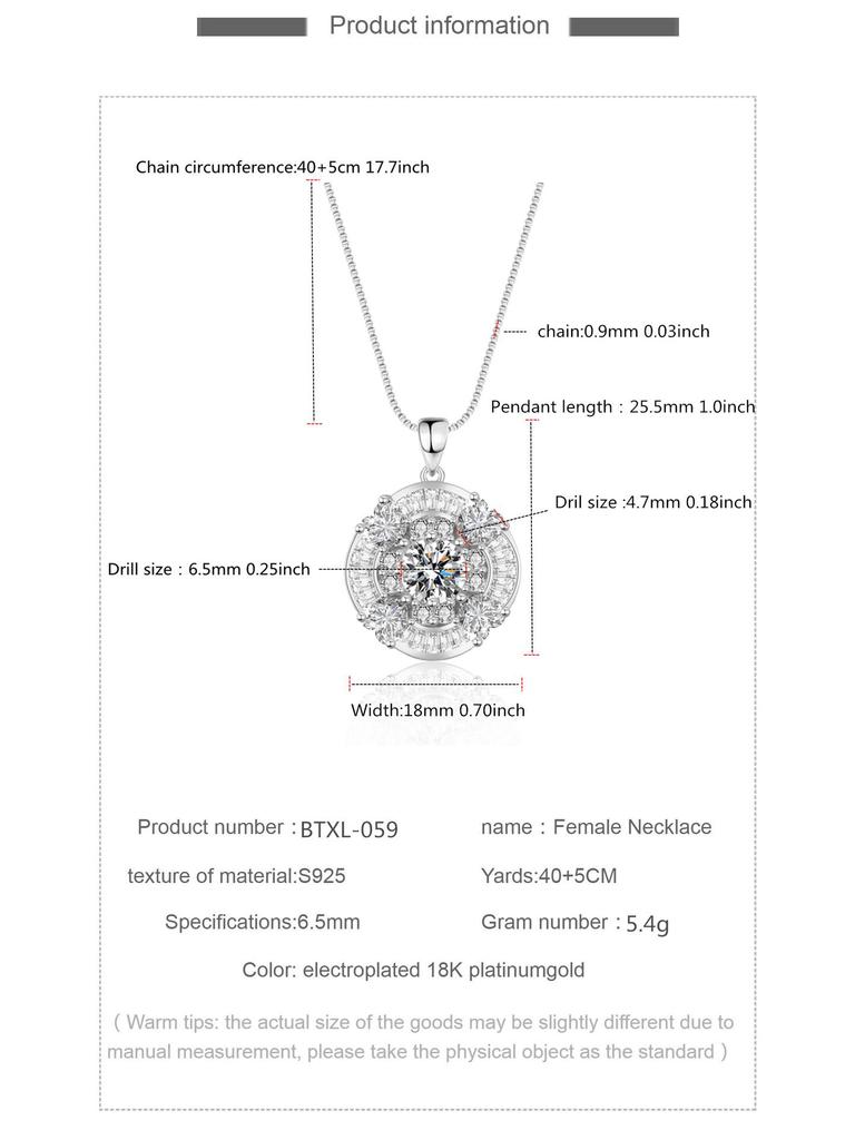 Luxury Women's Moissanite Pendant Necklace In Gold-Plated 925 Sterling Silver