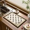 Draining Mat Double-sided Non-slip Fast Water Absorption Anti-scalding Imitation Tile Printing Coffee Machine Draining Pad Kitchen Supply