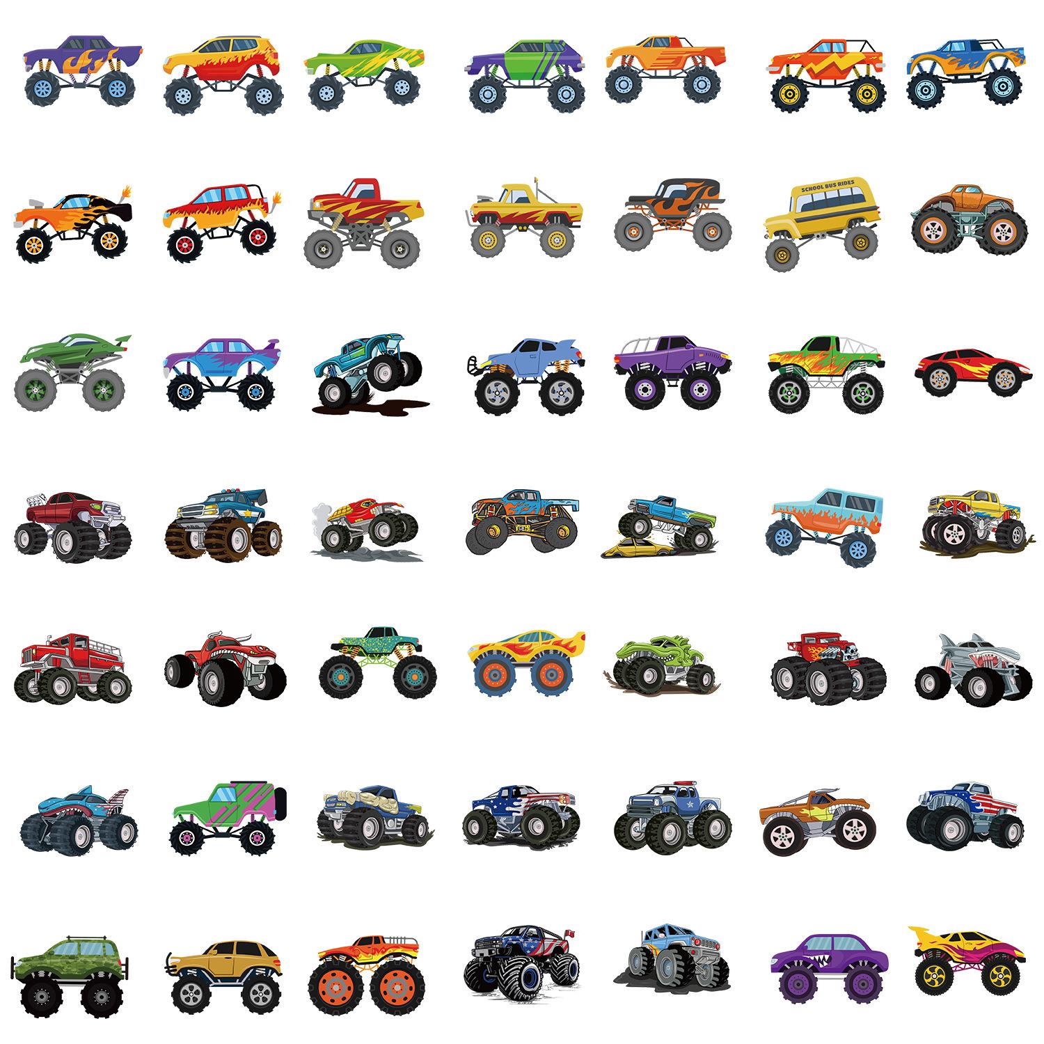 

50/100PCS Monster Truck Graffiti Stickers Laptop Phone Decorative Stickers Waterproof Children s Stationery Stickers