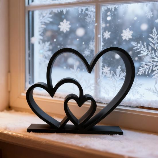 Heart Sculpture 3D Printed Plastic Love Heart Figurine for Wedding Anniversary Couples Gift Modern Heart Statue