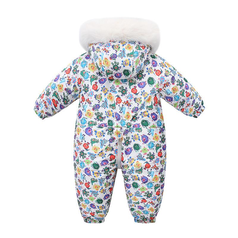 Winter Kid's Hooded Lightweight Baby Girls Boys Snowsuit Ski Fur Lining Jumpsuit Children's Outwear