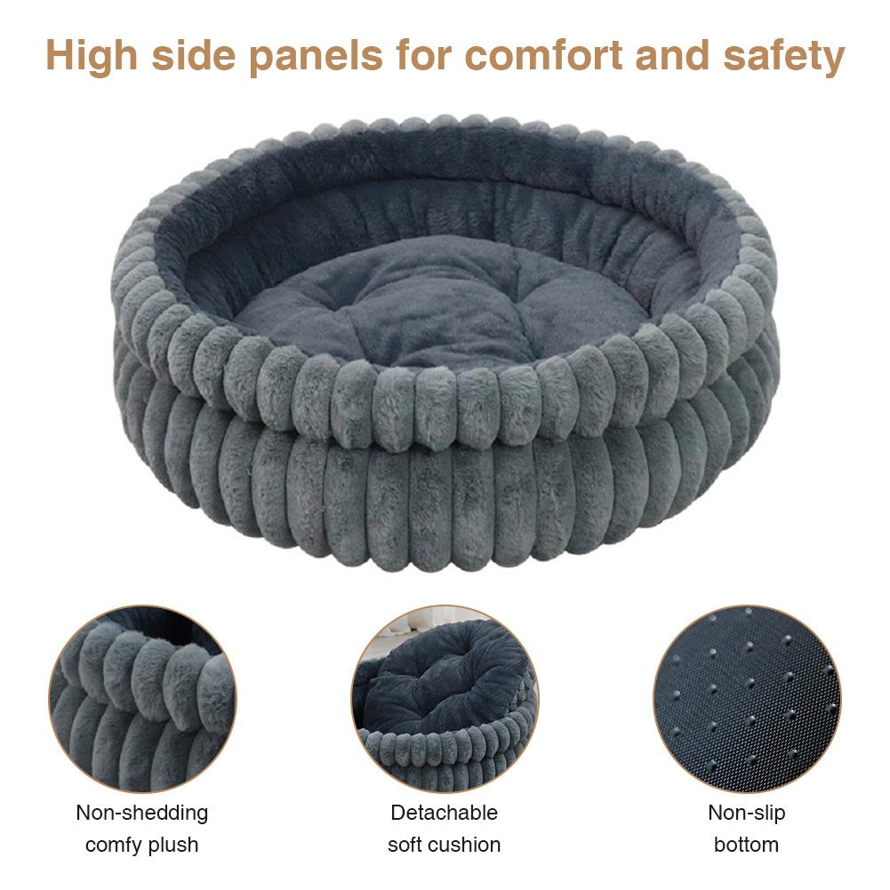 60CM Cat Bed Kitten Bed & Anti-Slip Bottom Washable Round Cat Beds Dog Beds & Furniture Load Capacity of 15 Kg for Indoor