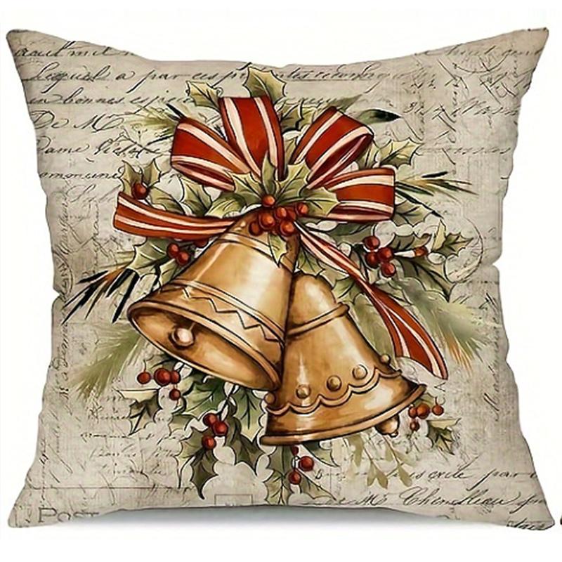 

Цельная винтажная рождественская наволочка - 18x18 дюймов, с узорами Санта-Клауса и оленей, подойдет для домашнего декора. 450mm*450mm