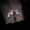 Red Gothic Vampire Bat Pendant Necklace