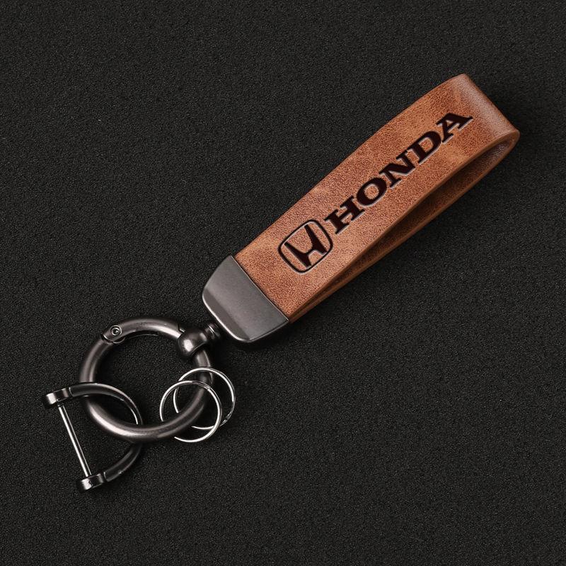 Retro Car Keychain Leather Key Chains Auto Accessories For Honda Civic Fit Jazz Accord Pilot CRV Odyssey Passport City Vezel CRX LV4