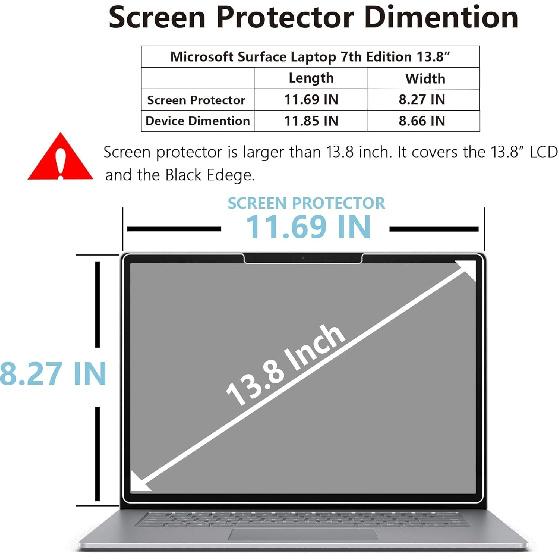 Megoo Glass Screen Protector for Surface Laptop 7 (2024 AIPC, 13.8 Inch) - Scratch Resistant, High Sensitivity, Bubble-free Instalation, Ultra Clear,