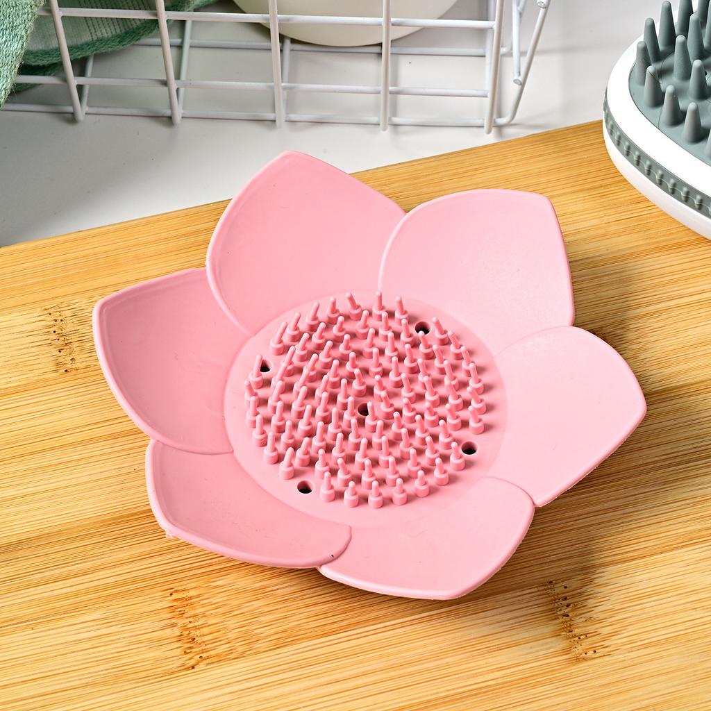 New Concise Design Silicone Lotus Soap Shelf Creative Soap Box Bathroom Student Non Perforated Soap Storage Box Home Supplies