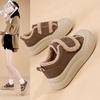Board Shoes Women's Velvet Ugly Cute Big Head Cotton Shoes 2025 Winter New Velcro Muffin Bottom Casual Bread Shoes 861