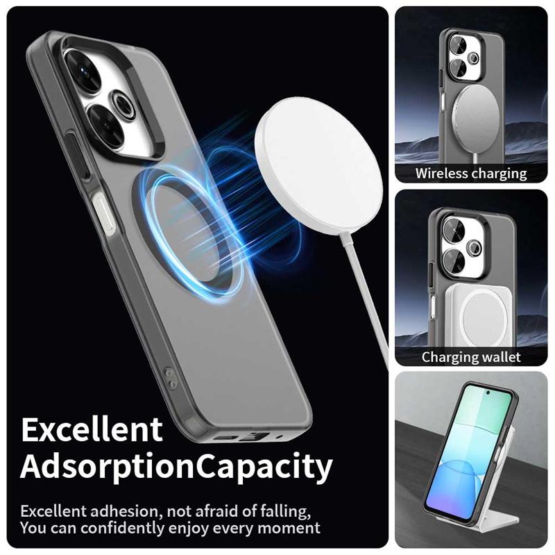 For Xiaomi Redmi 13x Case Magsafe Wireless Charging Cover For Xiaomi Redmi 13x Matte PC TPU Phone Bumper For Xiaomi Redmi 13x