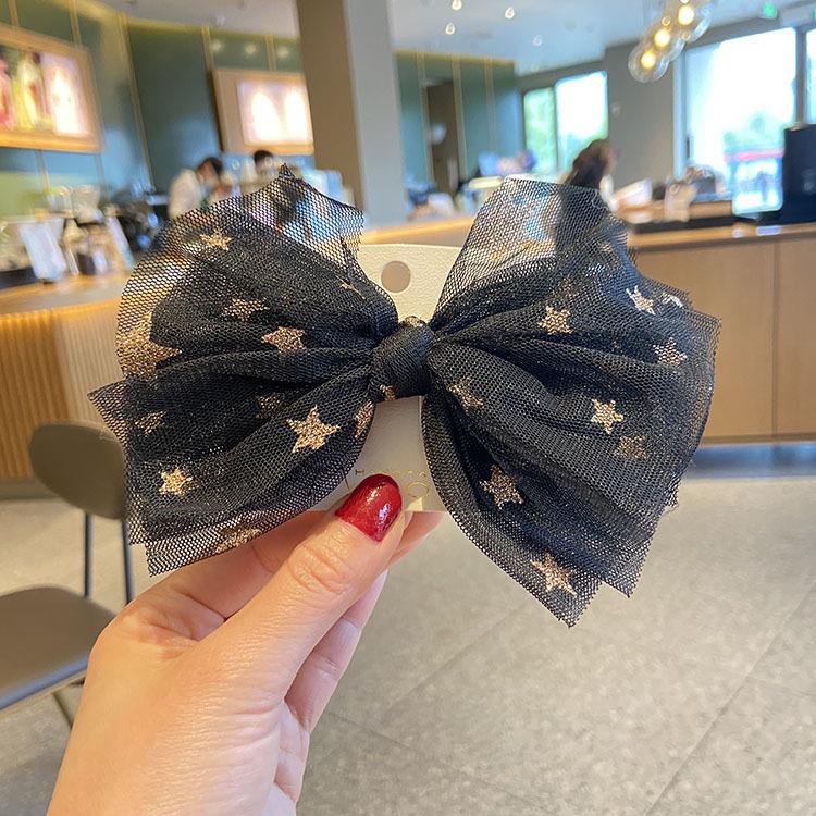 Bunte gepunktete Netzschleife Haarspange für Kinder