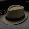 Cotton and Linen Fabric Panama Solid Color Top Hat Jazz Hat Sun Hat Men's and Women's Couple British Sun Hat